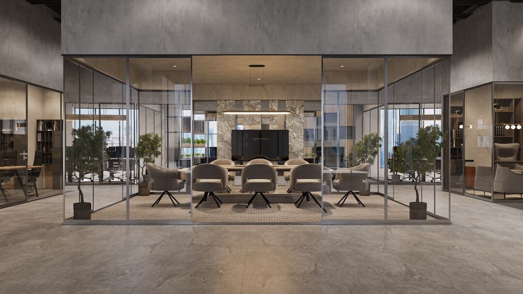 Modern office interior for broadcast training company