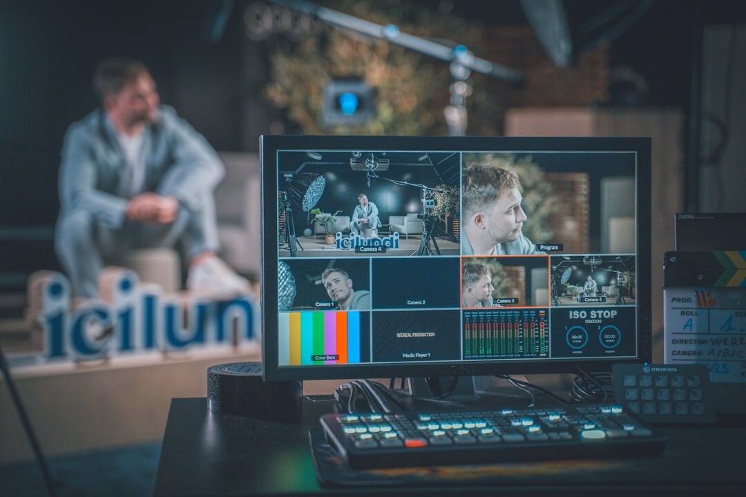 Broadcast production team collaborating in control room