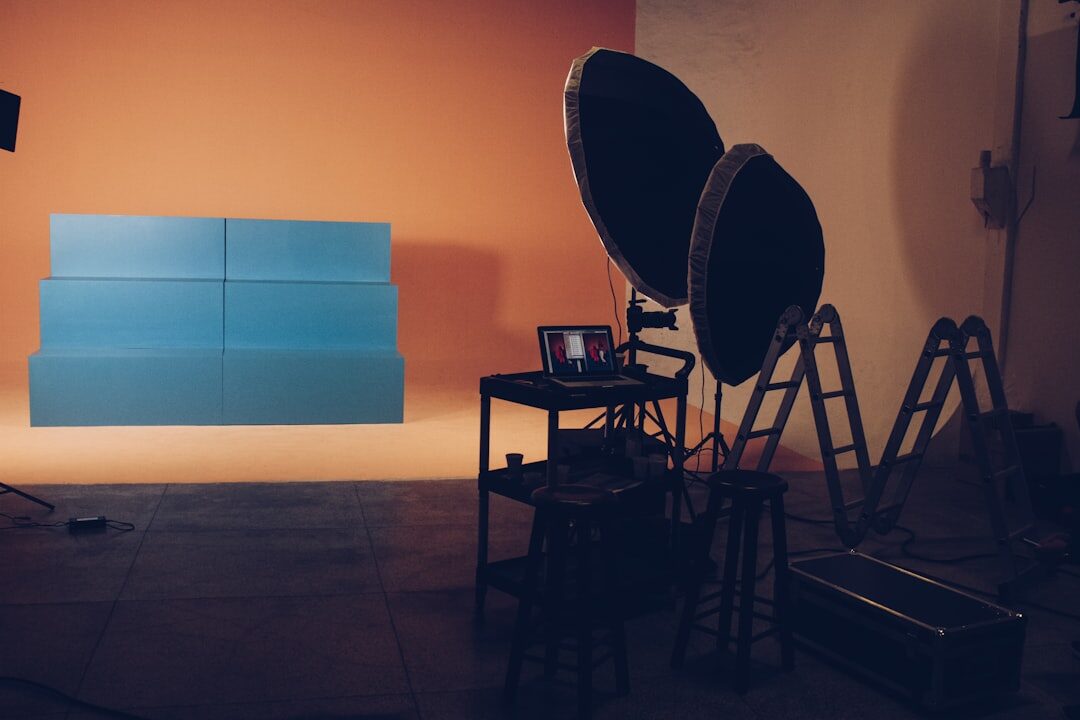 Professional broadcast studio interior with equipment